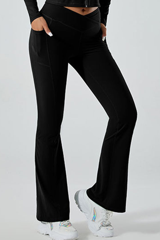 PACK265520-P2-1, Black V Waist Butt Lift Sports Flare Leggings