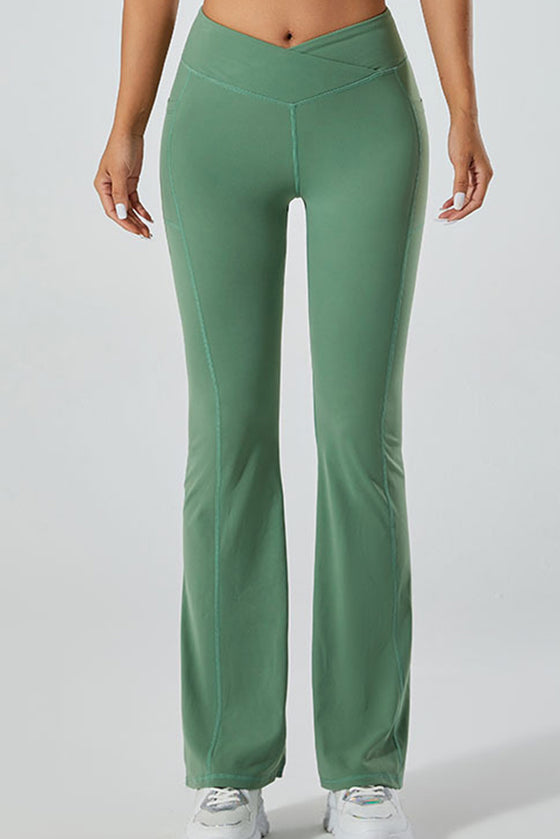 PACK265520-P509-1, Mist Green V Waist Butt Lift Sports Flare Leggings
