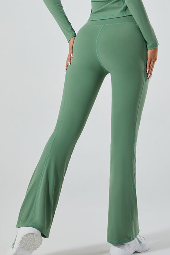 PACK265520-P509-1, Mist Green V Waist Butt Lift Sports Flare Leggings