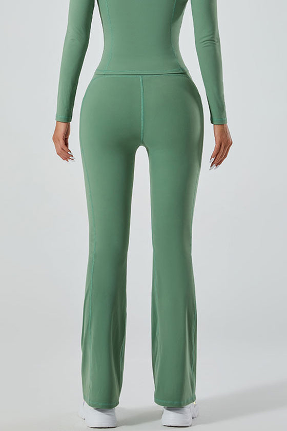 PACK265520-P509-1, Mist Green V Waist Butt Lift Sports Flare Leggings
