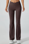 PACK265520-P5017-1, Dark Brown V Waist Butt Lift Sports Flare Leggings