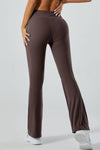 PACK265520-P5017-1, Dark Brown V Waist Butt Lift Sports Flare Leggings