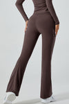 PACK265520-P5017-1, Dark Brown V Waist Butt Lift Sports Flare Leggings