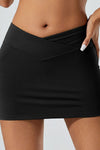 PACK265521-P2-1, Black Solid Color Arched Waist Mini Sports Skirt