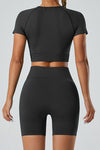 PACK2611615-P2-1, Black Breathable Mesh Ribbed High Waist Cropped Yoga Set