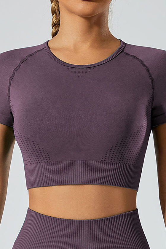 PACK2611615-P308-1, Valerian Breathable Mesh Ribbed High Waist Cropped Yoga Set