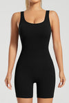 PACK2611617-P2-1, Black Square Neck Ribbed Sleeveless Sporty Romper