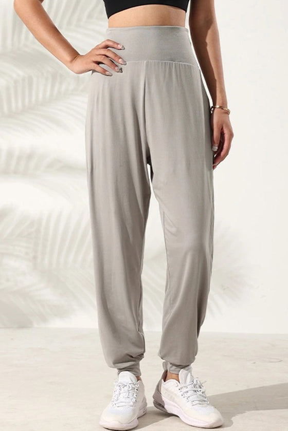 PACK265516-P1011-1, Light Grey Cross Back High Waist Active Jogger Pants
