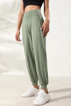 PACK265516-P1109-1, Grass Green Cross Back High Waist Active Jogger Pants