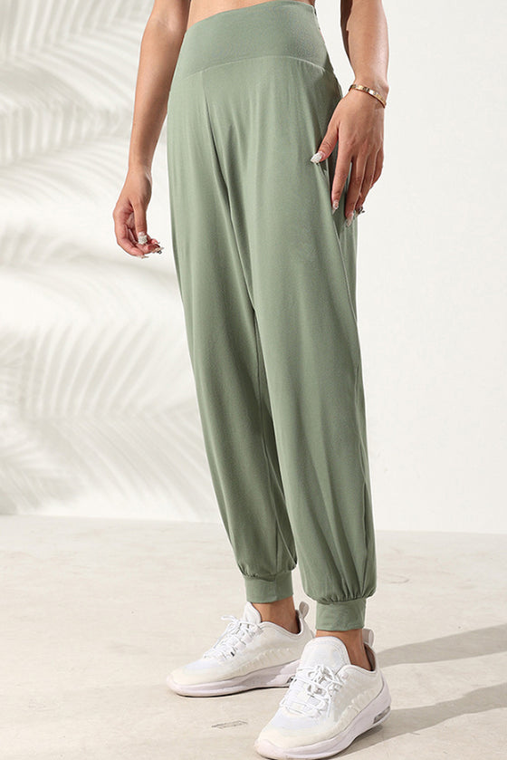 PACK265516-P1109-1, Grass Green Cross Back High Waist Active Jogger Pants