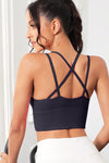 PACK264753-P2-1, Black Criss Cross Strappy U Neck Active Sports Bra