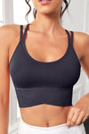 PACK264753-P2-1, Black Criss Cross Strappy U Neck Active Sports Bra