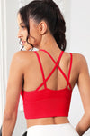 PACK264753-P3-1, Fiery Red Criss Cross Strappy U Neck Active Sports Bra