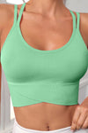 PACK264753-P109-1, Bright Green Criss Cross Strappy U Neck Active Sports Bra