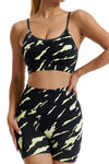 PACK2611620-P220-1, Black Camo Print Bra and High Waist Shorts Yoga Set