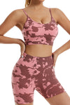 PACK2611620-P1020-1, Pink Camo Print Bra and High Waist Shorts Yoga Set