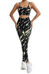 PACK2611621-P220-1, Black Camo Print Thin Straps Bra and Leggings Yoga Set