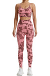 PACK2611621-P1022-1, Pink Camo Print Thin Straps Bra and Leggings Yoga Set