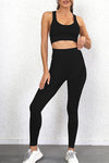 PACK2611625-P2-1, Black 2pcs Push up Bra and High Waist Leggings Workout Set