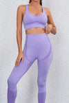 PACK2611625-P408-1, Lilac 2pcs Push up Bra and High Waist Leggings Workout Set