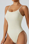 PACK2631190-P101-1, White Adjustable Spaghetti Straps Ribbed Sporty Bodysuit