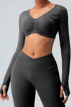 PACK264758-P2-1, Black Active Scrunch Long Sleeve Crop Top