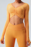 PACK264758-P407-1, Mustard Active Scrunch Long Sleeve Crop Top