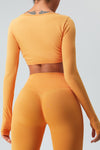 PACK264758-P407-1, Mustard Active Scrunch Long Sleeve Crop Top