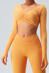 PACK264758-P407-1, Mustard Active Scrunch Long Sleeve Crop Top
