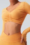 PACK264758-P407-1, Mustard Active Scrunch Long Sleeve Crop Top