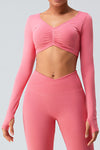 PACK264758-P4010-1, Peach Blossom Active Scrunch Long Sleeve Crop Top