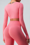 PACK264758-P4010-1, Peach Blossom Active Scrunch Long Sleeve Crop Top