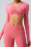 PACK264758-P4010-1, Peach Blossom Active Scrunch Long Sleeve Crop Top
