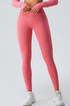 PACK265526-P4010-1, Peach Blossom Crossed Waist Scrunch Seamless Workout Leggings