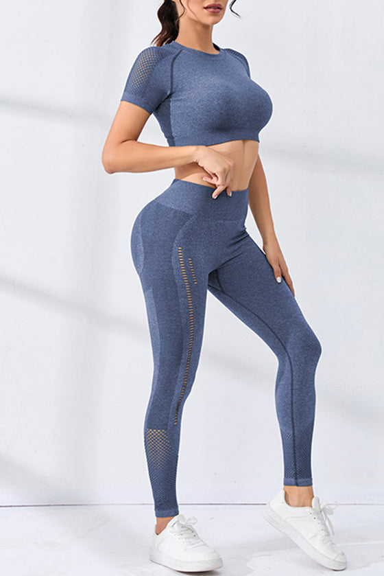 PACK2611627-P604-1, Ashleigh Blue 2pcs Crop Top and Sports Leggings Workout Set