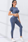 PACK2611627-P604-1, Ashleigh Blue 2pcs Crop Top and Sports Leggings Workout Set