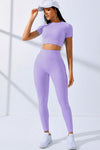 PACK2611628-P208-1, Wisteria Textured Crop Top and High Waist Leggings Workout Set