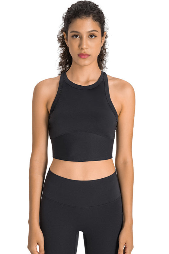PACK264759-P2-1, Black Sports Racerback Cropped Tank