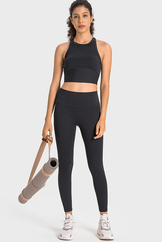 PACK264759-P2-1, Black Sports Racerback Cropped Tank