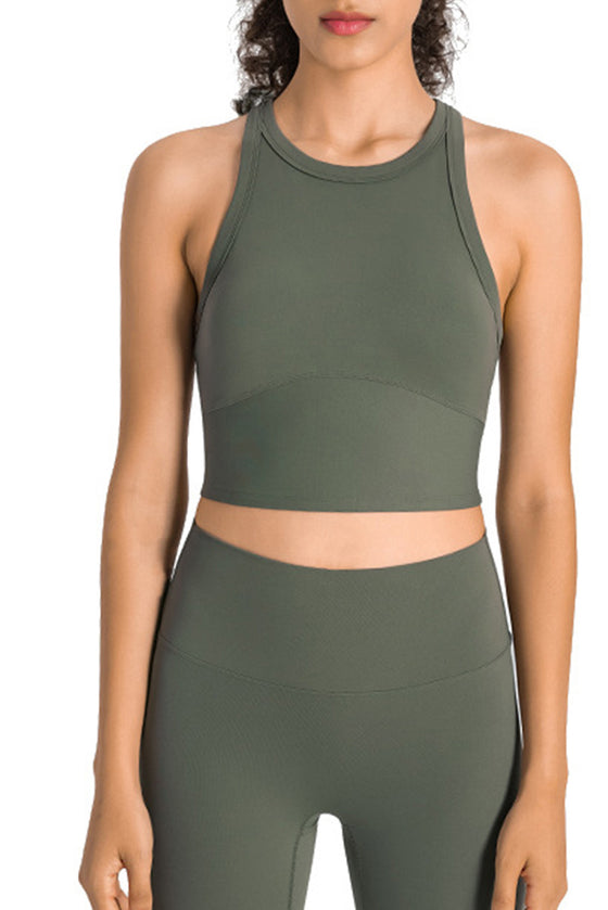 PACK264759-P1609-1, Moss Green Sports Racerback Cropped Tank