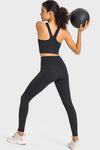 PACK264760-P2-1, Black Ruched V Neck Active Cropped Tank