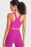 PACK264760-P6-1, Rose Red Ruched V Neck Active Cropped Tank