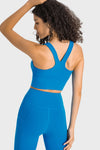 PACK264760-P305-1, Blue Ruched V Neck Active Cropped Tank