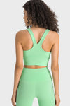 PACK264760-P809-1, Light Green Ruched V Neck Active Cropped Tank