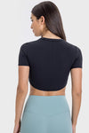 PACK264762-P2-1, Black Short Sleeve Cropped Yoga Top
