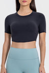 PACK264762-P2-1, Black Short Sleeve Cropped Yoga Top