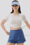 PACK264762-P101-1, White Short Sleeve Cropped Yoga Top