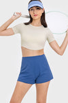PACK264762-P101-1, White Short Sleeve Cropped Yoga Top