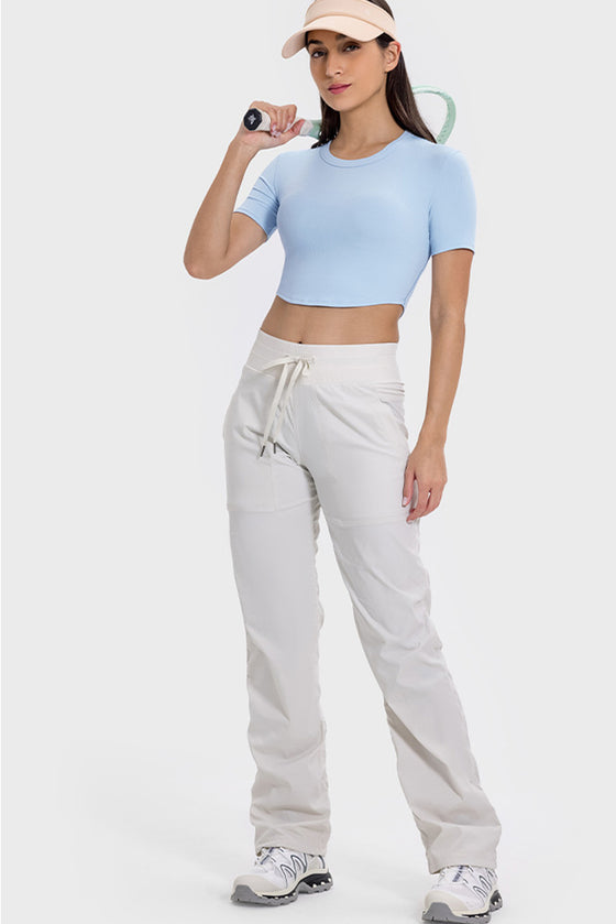 PACK264762-P804-1, Beau Blue Short Sleeve Cropped Yoga Top