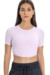 PACK264762-P1010-1, Light Pink Short Sleeve Cropped Yoga Top